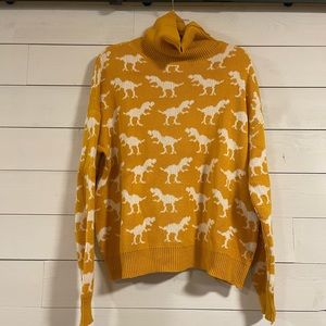 Mustard Yellow dinosaur sweater size L